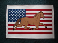 painted american flag with horse