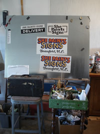 sign painting workspace
